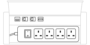 mediabox M04H UK (4x230V, 2xRJ45, 1xUSB A-A, 1xHDMI) x 1, aluminium