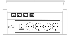 mediaport M14H Schuko (4x230V, 2xRJ45, 1xUSB A-A, 1xHDMI) x 1, plastic
